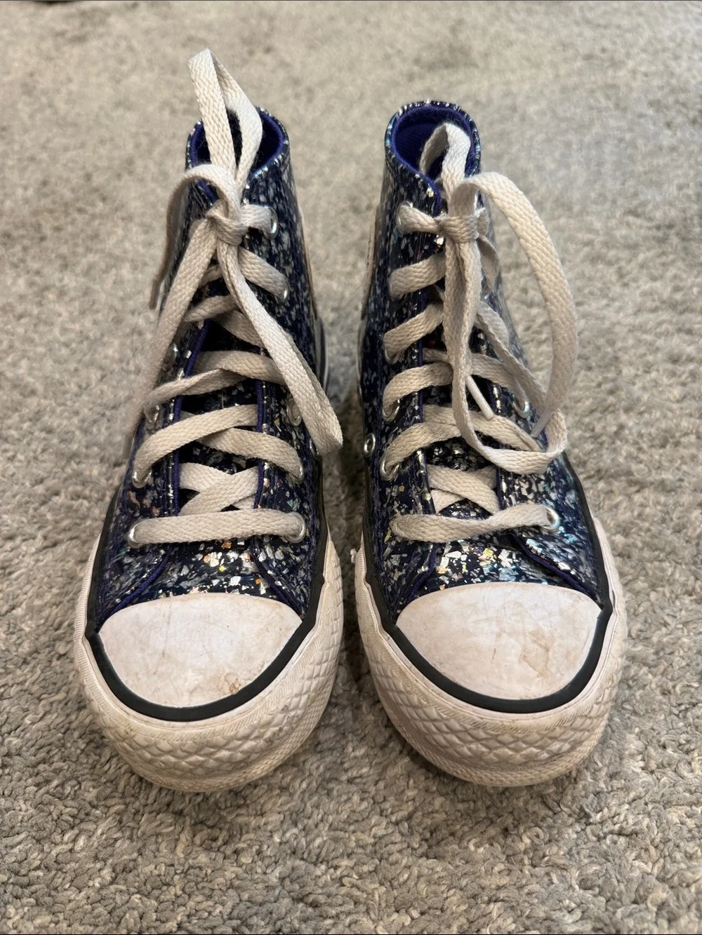 Converse | Glitter High-Top Sneakers in Navy with Multicolor Flecks